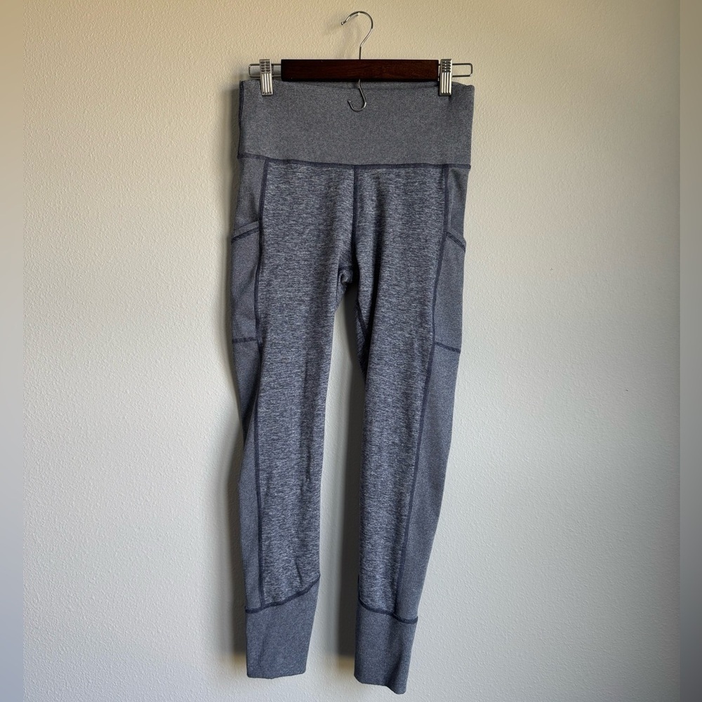 Aerie Women's Heathered Blue Activewear Stretch Running Gym Leggings Size Large